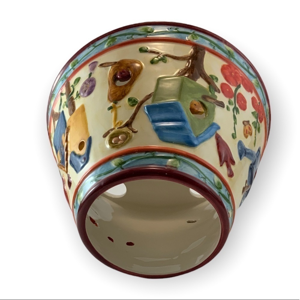 Candle Jar Shade Large Birdhouses Birds Flowers For Yankee Candles Ceramic - Picture 4 of 16